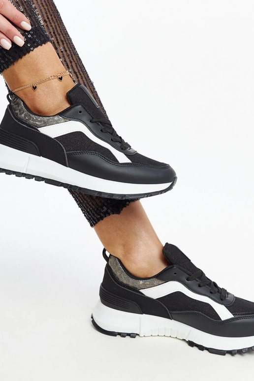 Čierne trblietavé tenisky Evelia na...