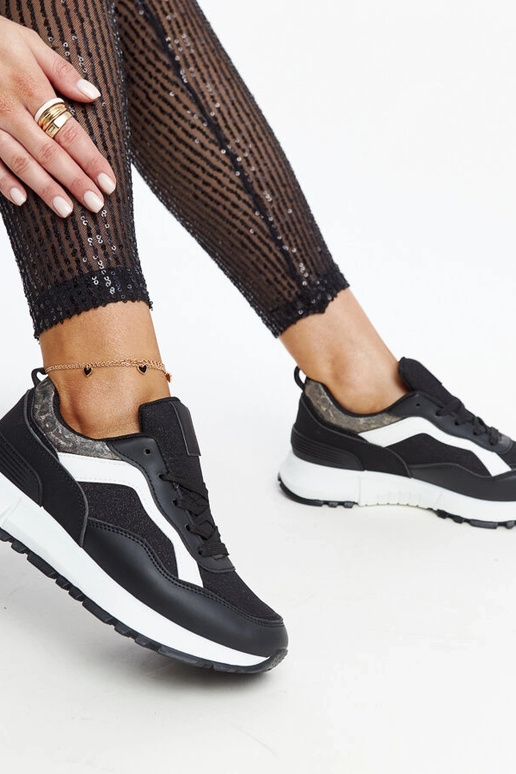 Čierne trblietavé tenisky Evelia na...