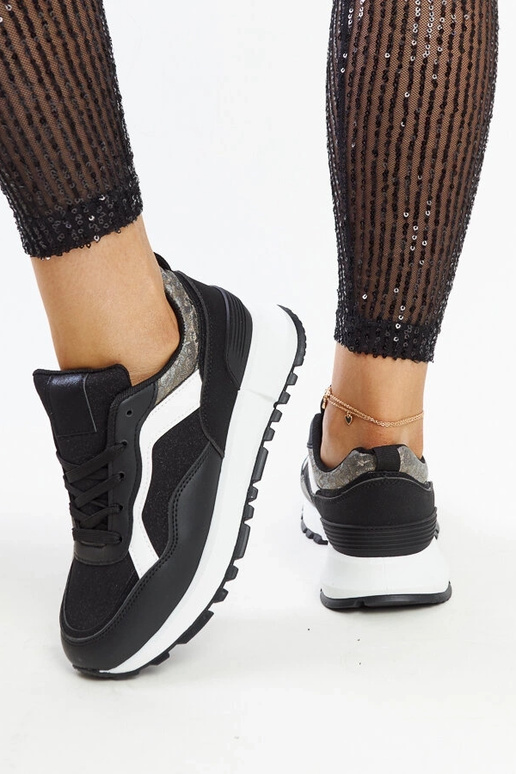 Čierne trblietavé tenisky Evelia na...