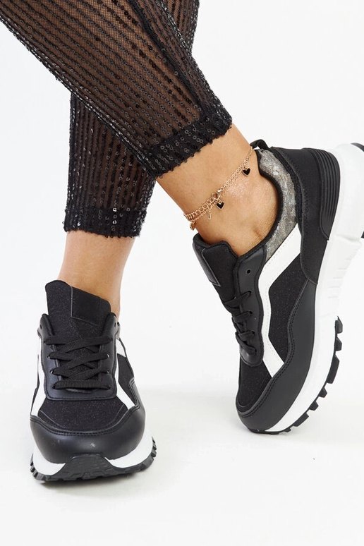 Čierne trblietavé tenisky Evelia na...