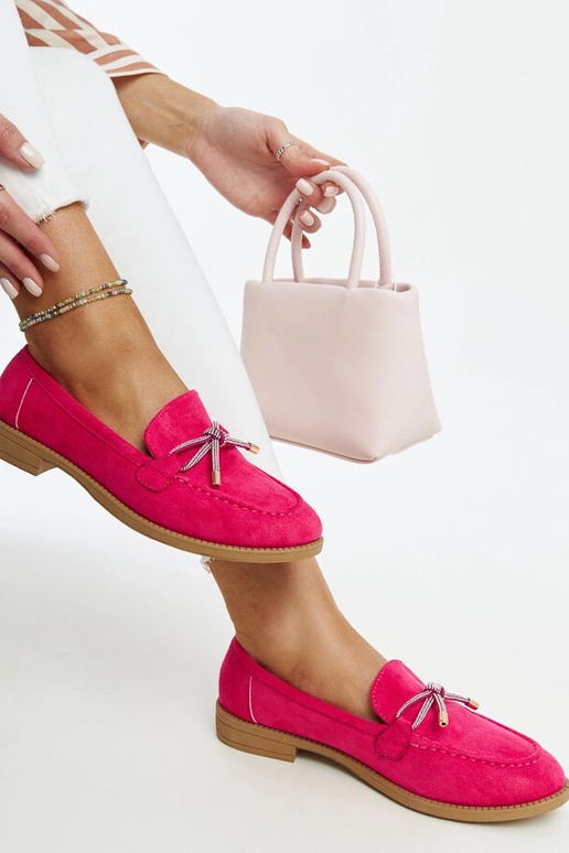 Tmavoružové mokasíny s ozdobnou...