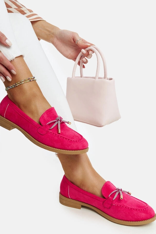 Tmavoružové mokasíny s ozdobnou...