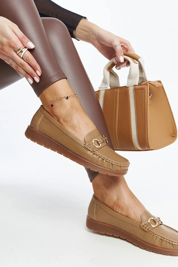 Mokasíny s prackou Anisah Dark Beige 2