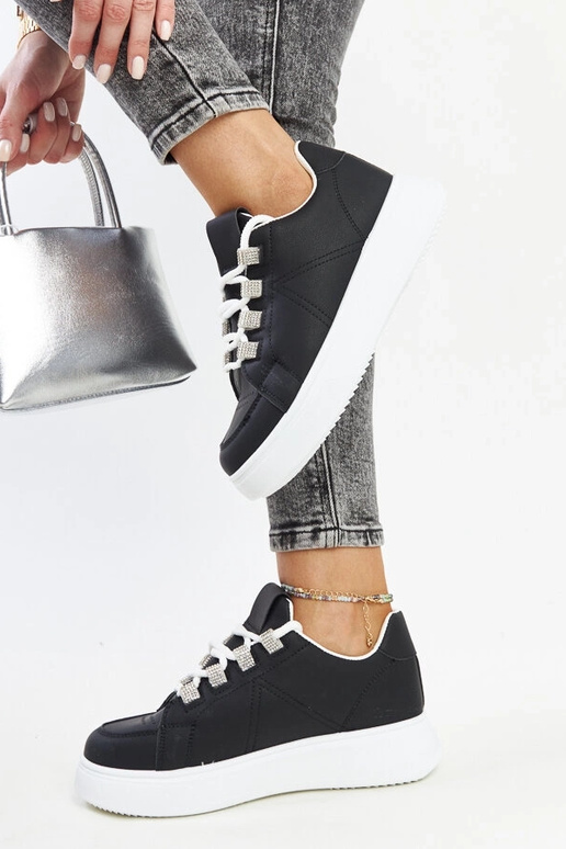 Čierne tenisky s hrubou podrážkou Walida