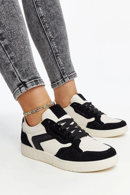 Čiernobiele trblietavé tenisky Juwan