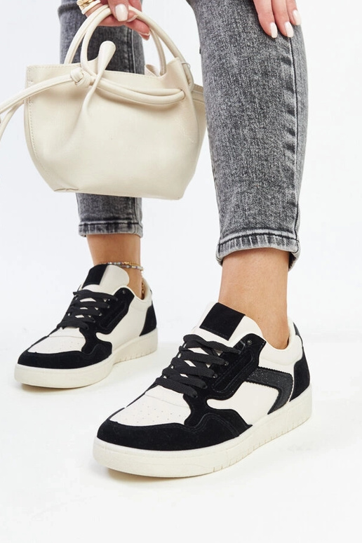 Čiernobiele trblietavé tenisky Juwan