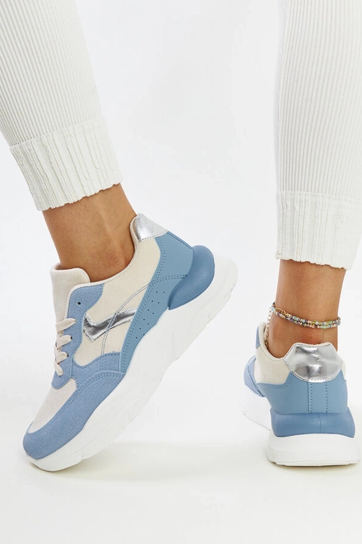 Béžovo-modré tenisky na platforme...