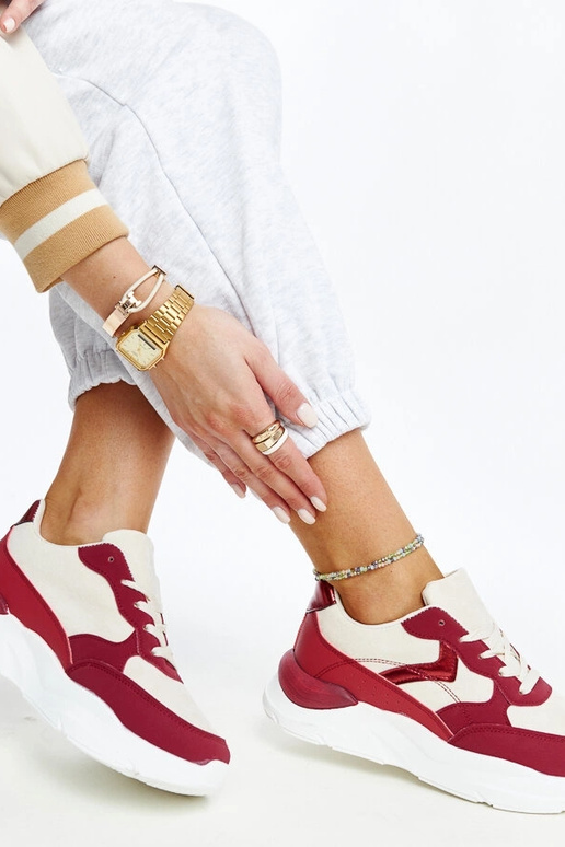 Béžové a červené tenisky Nereida na...