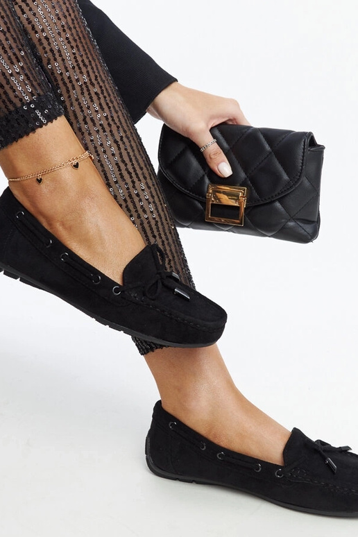 Čierne mokasíny s mašľou Hayam