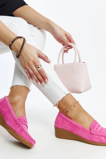 Suede klinové mokasíny Sakena Dark Pink
