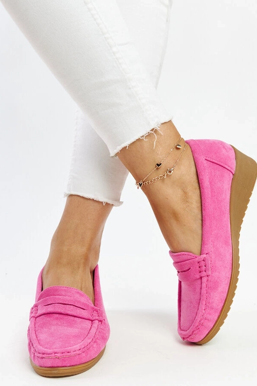 Suede klinové mokasíny Sakena Dark Pink