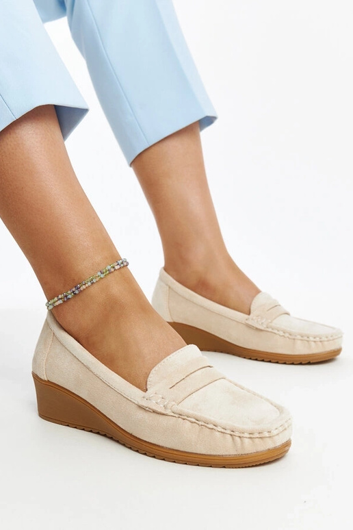 Svetlobéžové semišové mokasíny na...