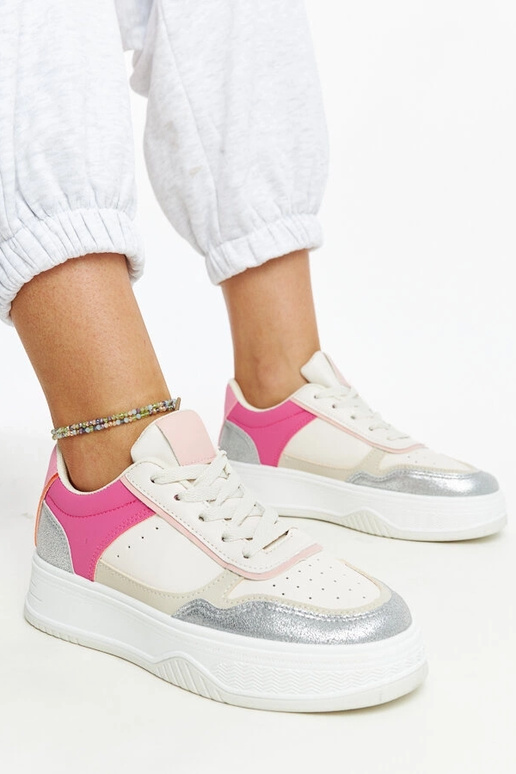 Bielo-ružové tenisky s hrubšou...