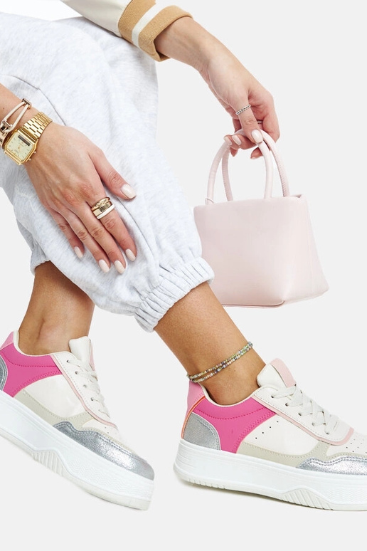 Bielo-ružové tenisky s hrubšou...