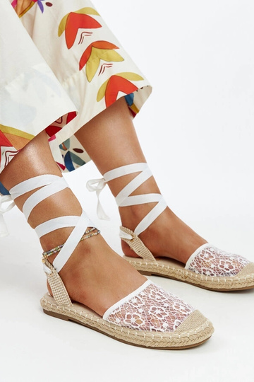 Espadrilky s otvorenou špičkou Teha White Lace 2