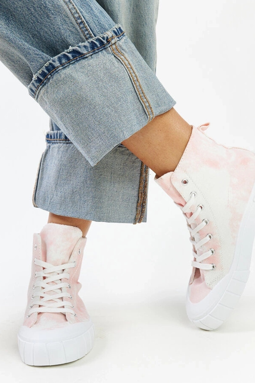 Ružové vysoké látkové tenisky Raissa