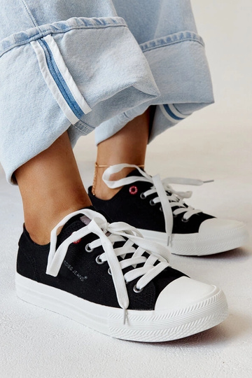Čierne látkové dámske tenisky CROSS JEANS