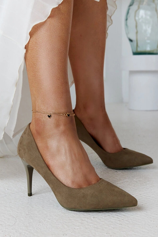 Zelené lodičky s koženou stielkou Paume