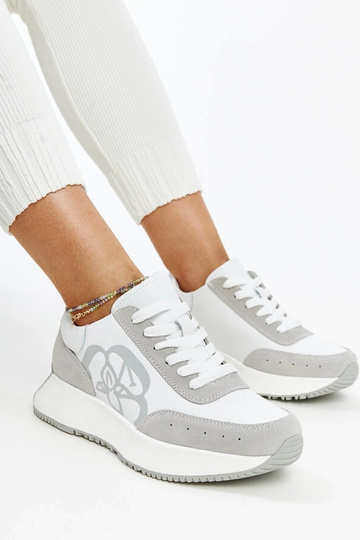 Bielo-šedé kožené tenisky...