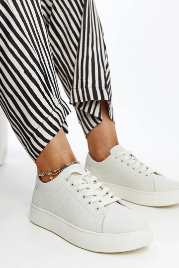 Bežové kožené tenisky Sireen 2