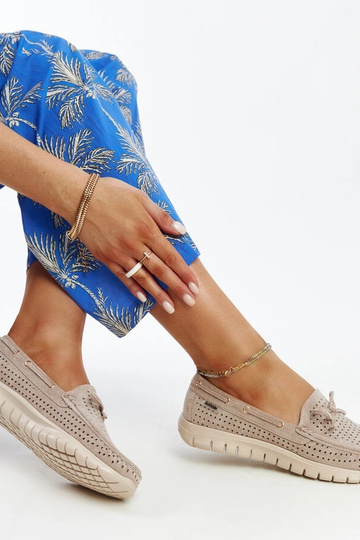 Hnedé mokasíny so koženou...