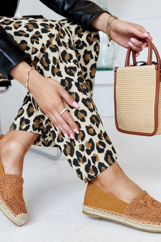 Hnedé vyšívacie espadrilky Kalba