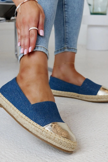 Modré a zlaté trblietavé espadrilky Surana