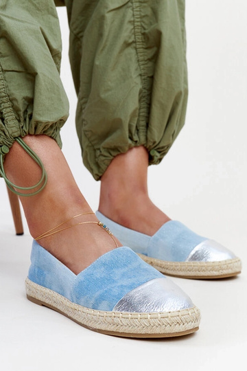 Modré a strieborné trblietavé espadrilky Surana