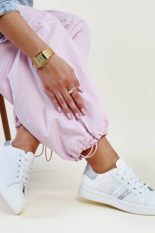 Bielo-strieborné tenisky z eko kože...