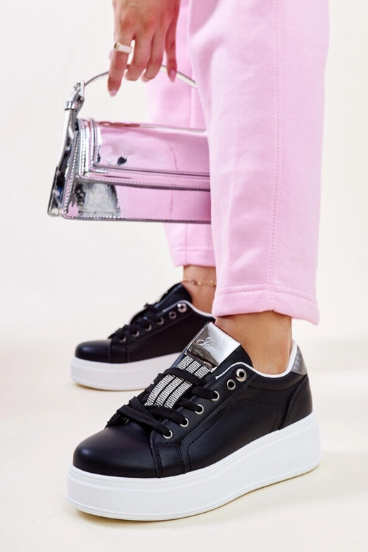 Čierno-strieborné tenisky so zirkónmi...