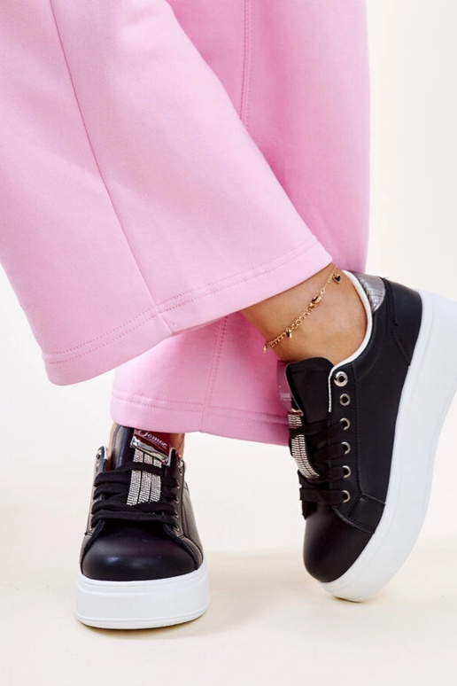 Čierno-strieborné tenisky so zirkónmi...