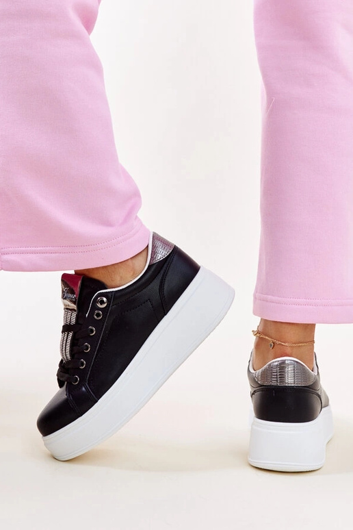 Čierno-strieborné tenisky so zirkónmi...