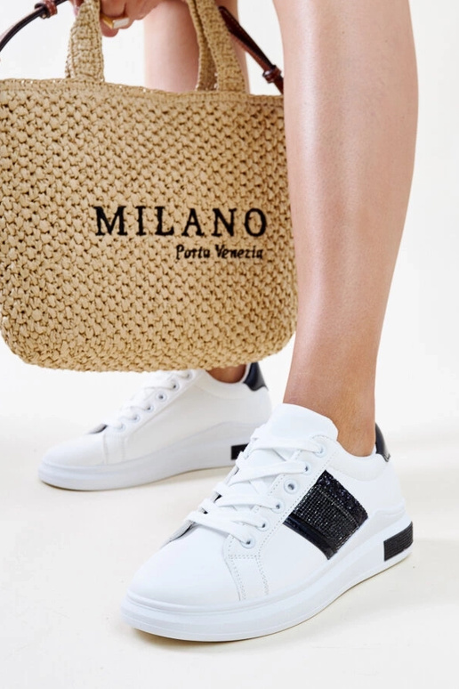 Čiernobiele tenisky so zirkónmi Giulia