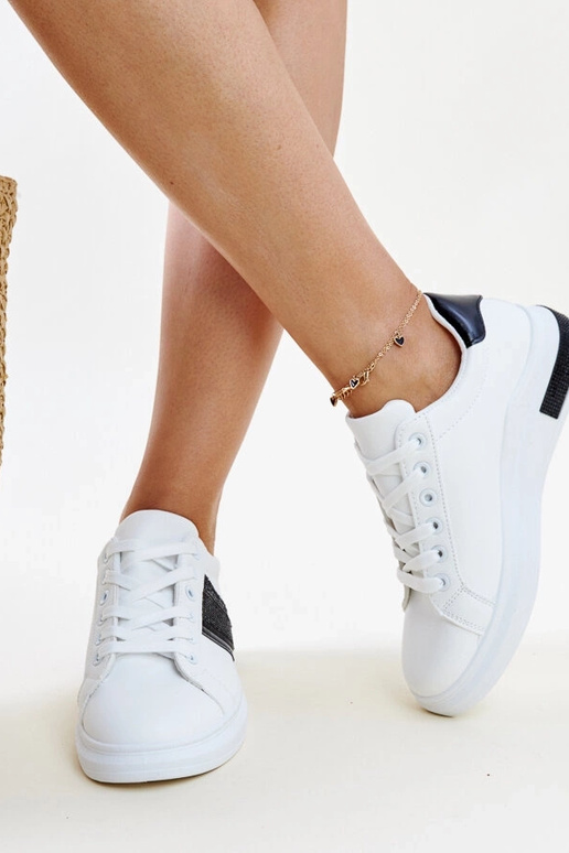 Čiernobiele tenisky so zirkónmi Giulia