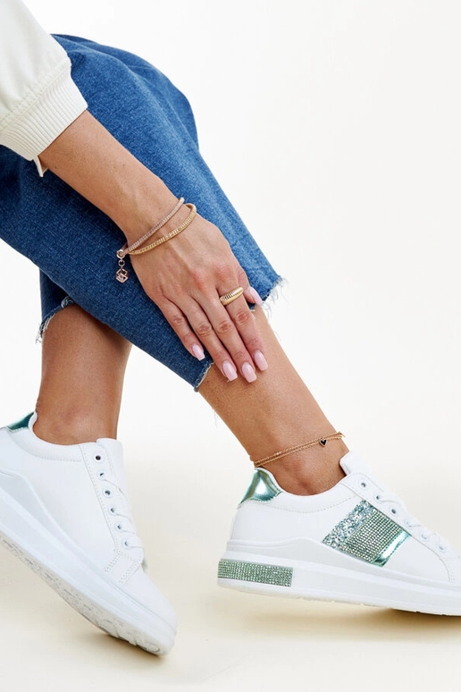 Bielo-zelené tenisky so zirkónmi Giulia