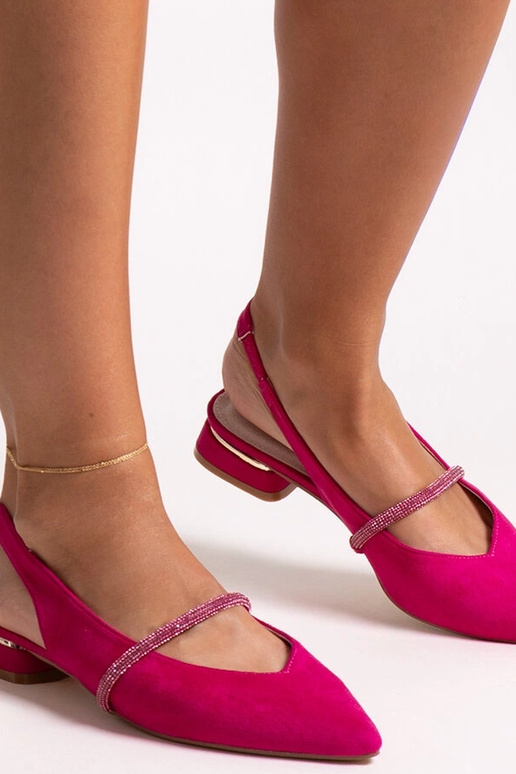 Tmavoružové balerínky s koženou...