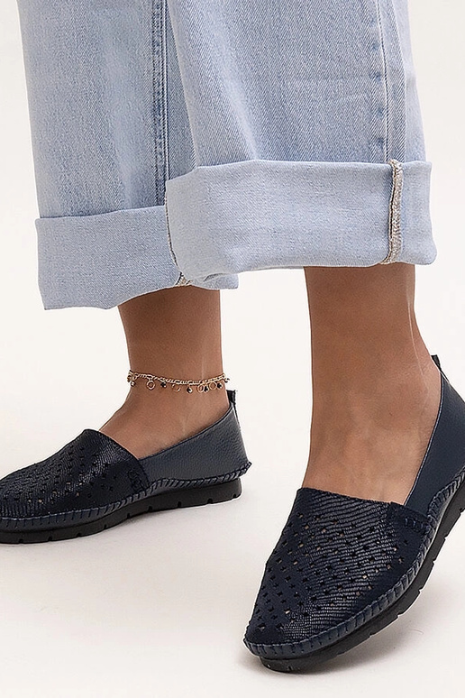 Tmavomodré kožené poltopánky Antonea