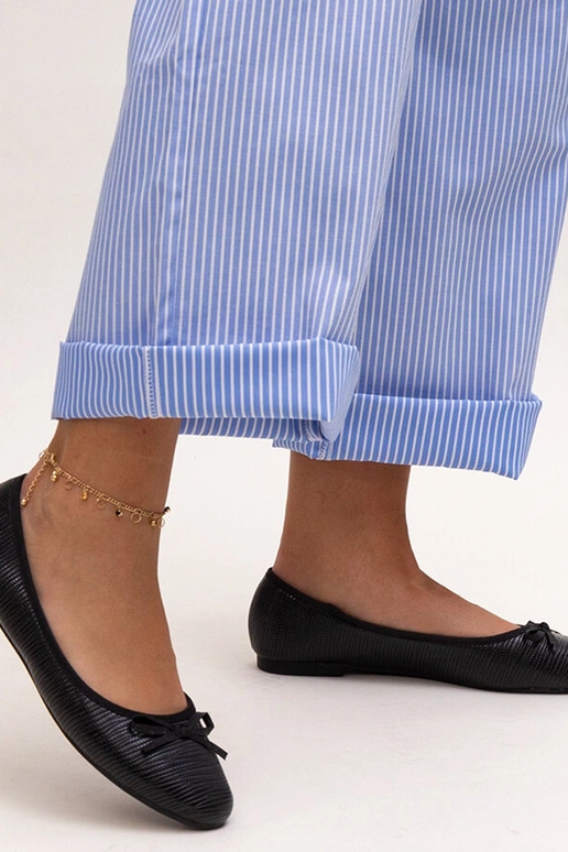 Čierne balerínky s mašľou a koženou...