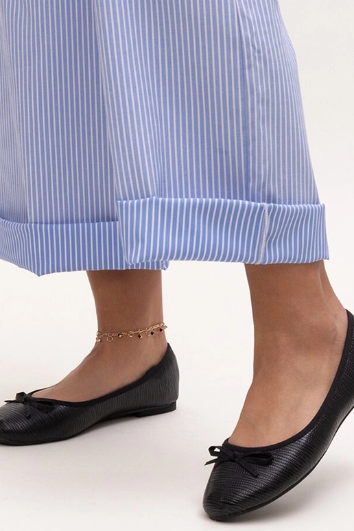 Čierne balerínky s mašľou a koženou...
