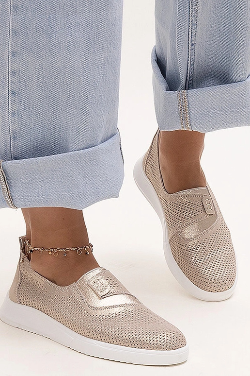 Ethels zlaté perforované kožené tenisky
