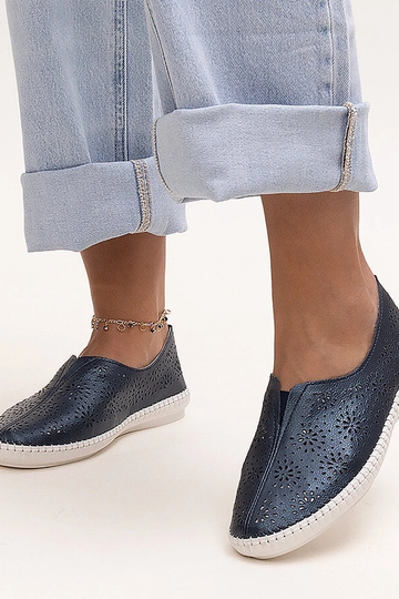 Kožené prelamované topánky Bernice Navy Blue