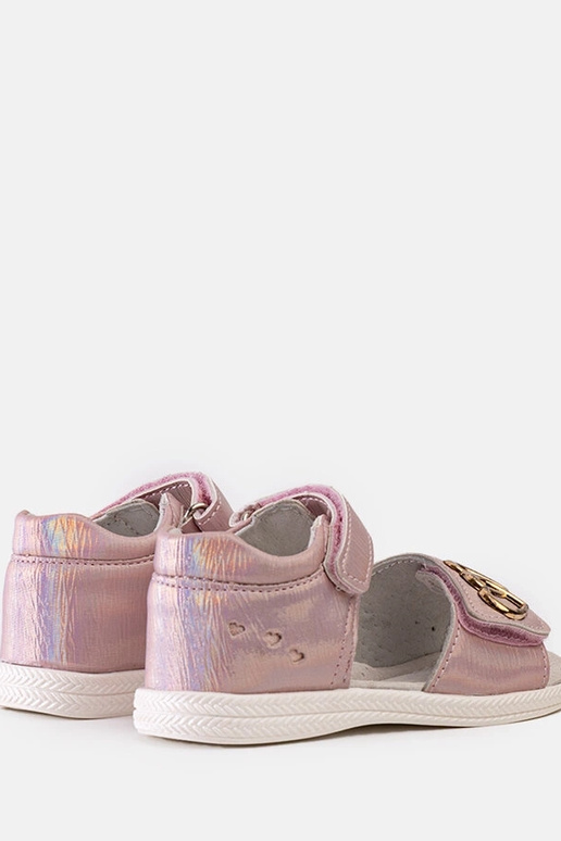 Ružové detské sandále s koženou...