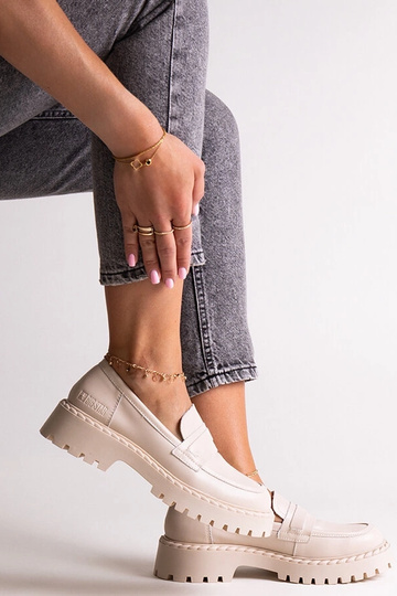 Béžové kožené mokasíny Big...