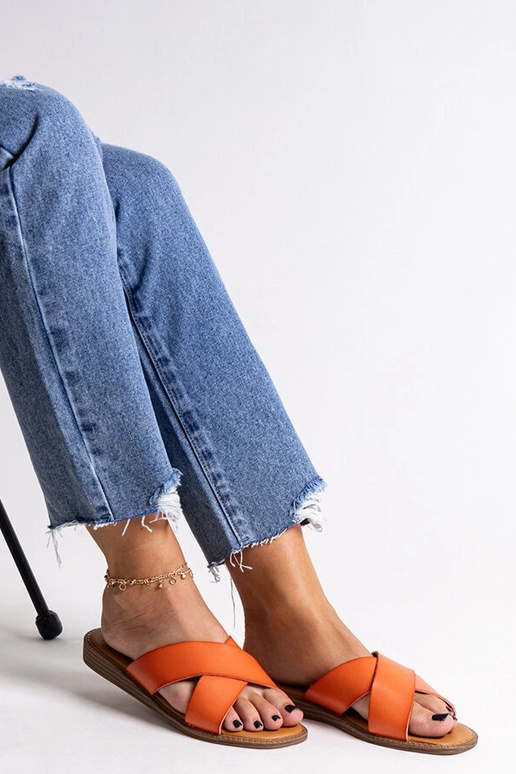 Oranžové eko kožené šľapky Klementyna