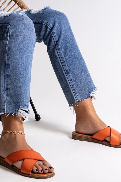 Oranžové eko kožené šľapky Klementyna