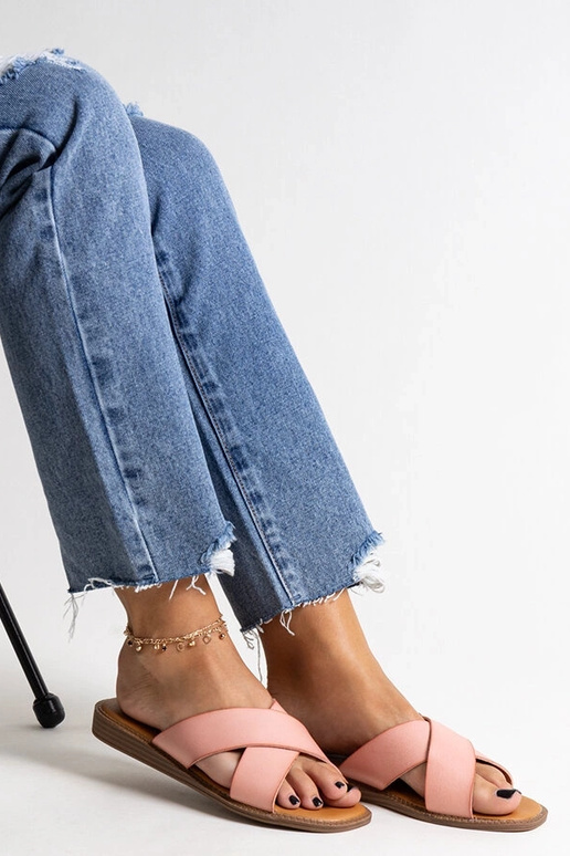 Ružové eko kožené šľapky Klementyna