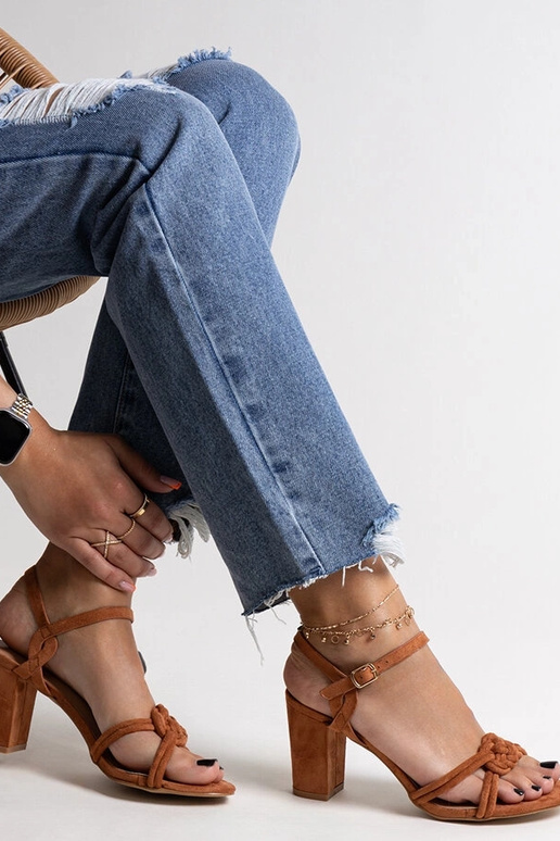 Hnedé sandále Shama s blokovým podpätkom