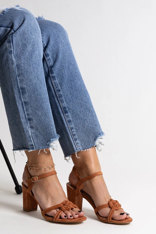 Hnedé sandále Shama s blokovým podpätkom