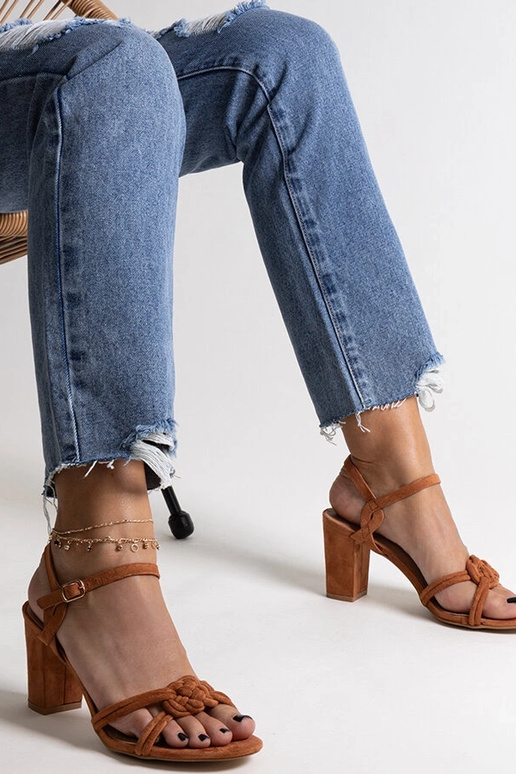 Hnedé sandále Shama s blokovým podpätkom