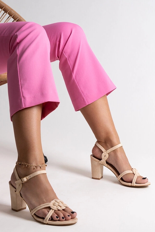 Béžové sandále Shama na vysokom podpätku